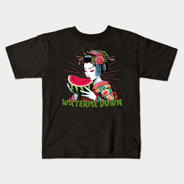 Watermelon geisha Kids T-Shirt by Japanese Fever